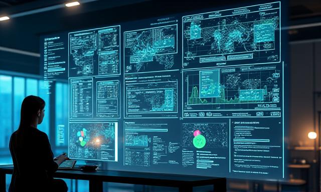 AI-powered supply chain control tower with predictive analytics screens